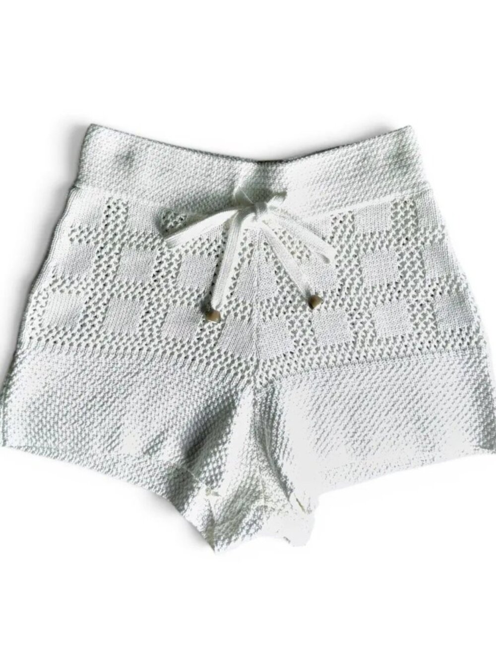 Zimmermann Lyre White Crochet Knit High Waist Shorts Size 0 NWOT